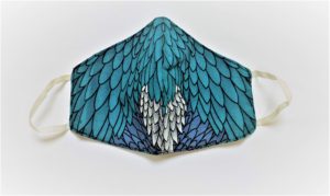 Adult Reversible Mask Blue Feathers