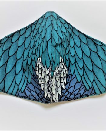 Adult Reversible Mask Blue Feathers