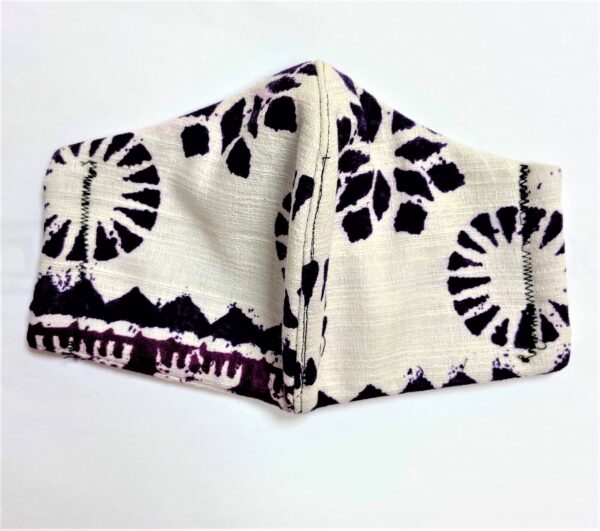 Adult African Mask in Beige with Purple Print