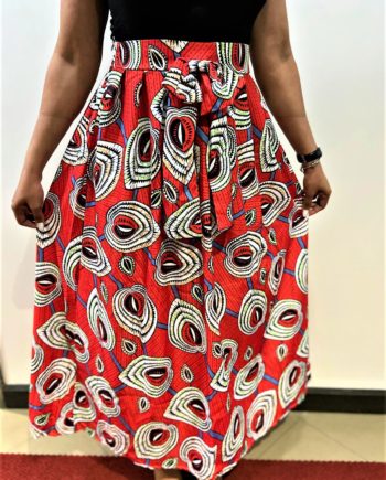 High-Waist Skirt Red African Pattern