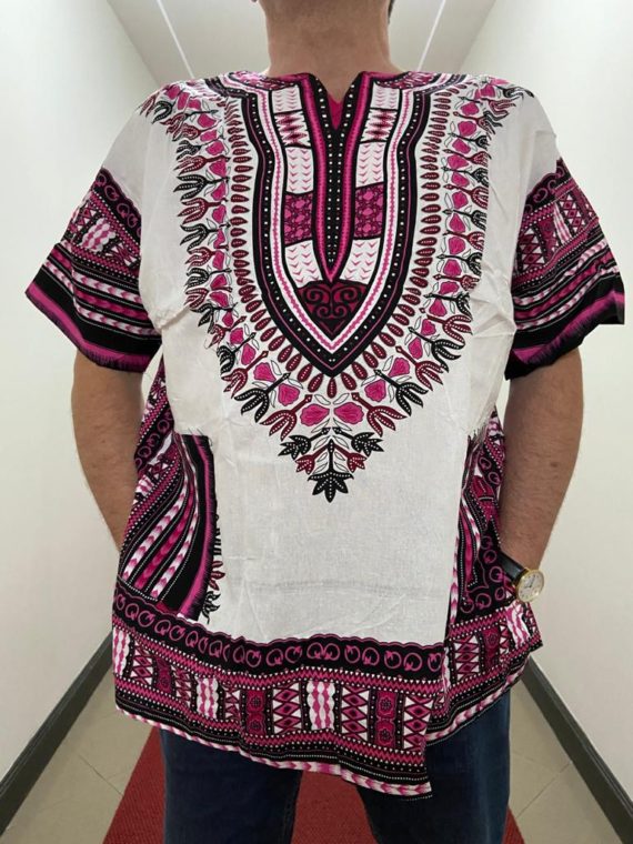 White with Pink African Dashiki