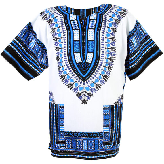 white and blue Dashiki
