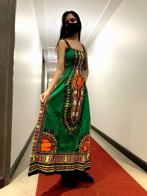 Green dashiki dress