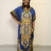 Blue African long dress with kerchief