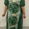 Long dress with kerchief and roses print