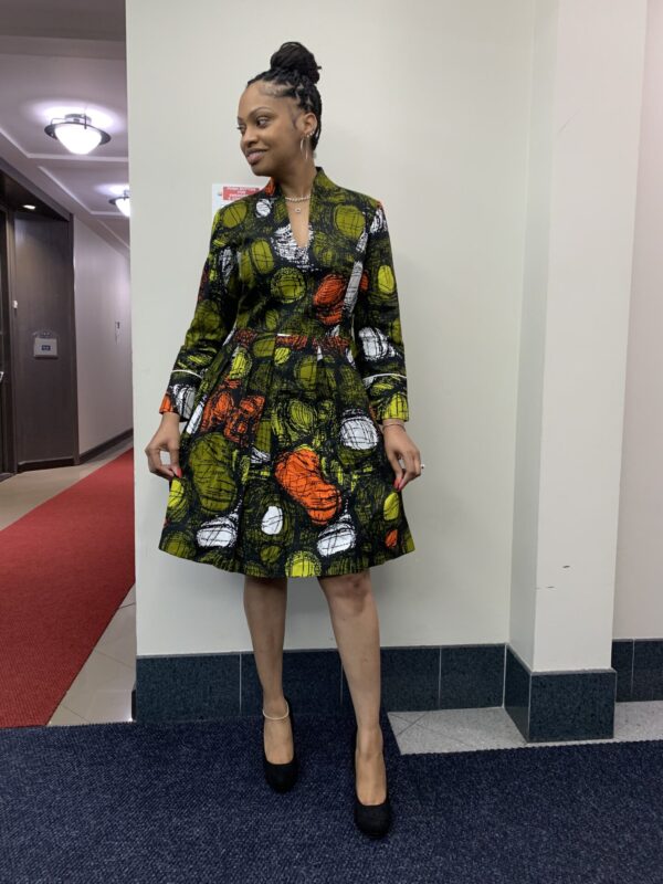 African Princess Dress in Green/Black