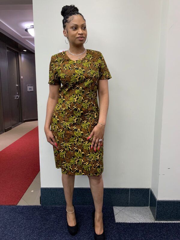 African Abstract lines Knee-Length Straight Dress