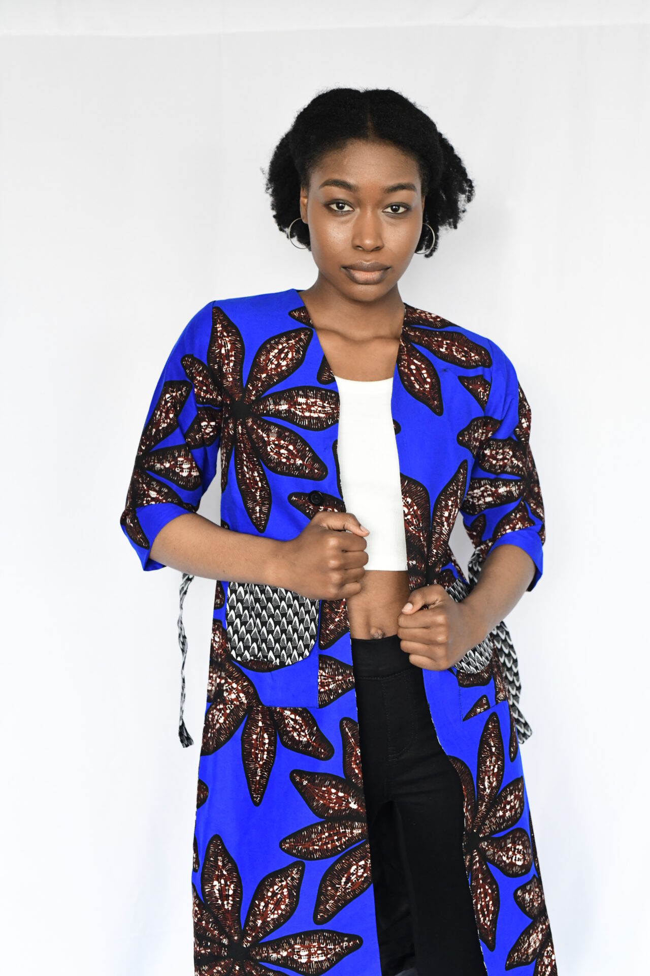 African Print Kimono | Electric Blue/Brown - Sante Wear Inc. - Toronto ...