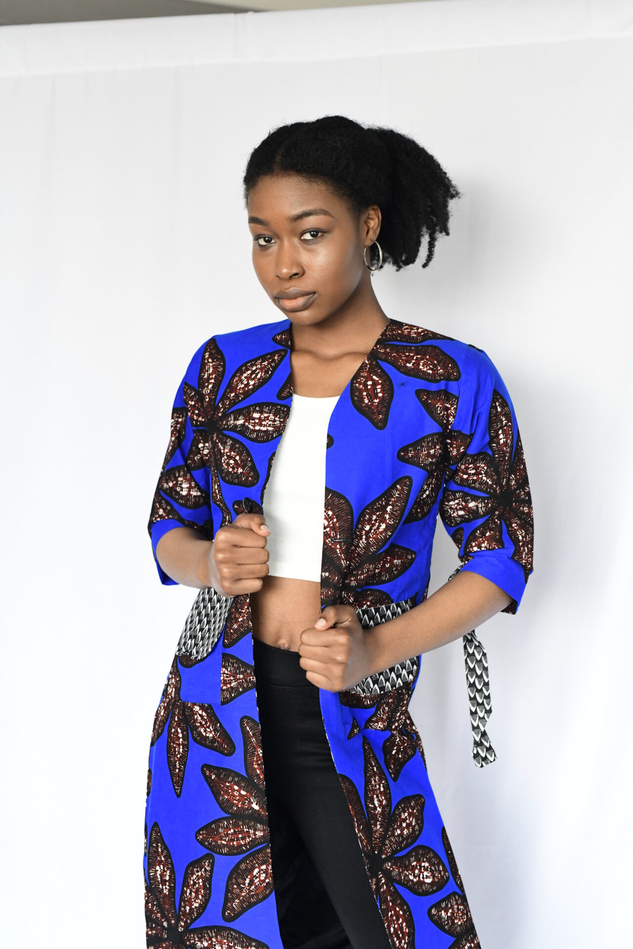 African Print Kimono | Electric Blue/Brown - Sante Wear Inc. - Toronto ...