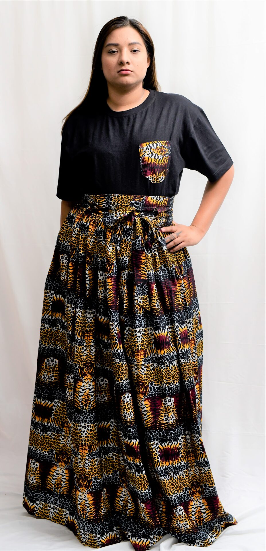 High-Waist Skirt with African Tiger Print - Sante Wear Inc.