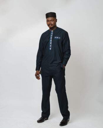 African Two Piece Round Neck - Navy Blue