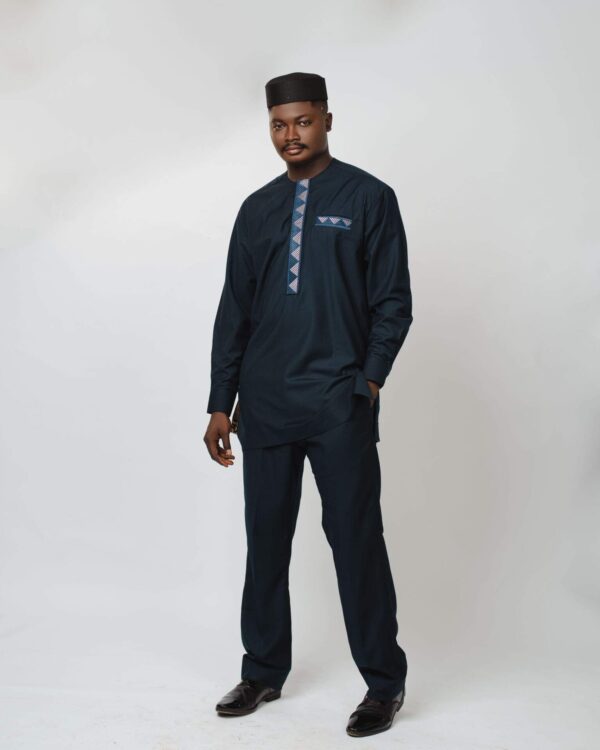 African Two Piece Round Neck - Navy Blue