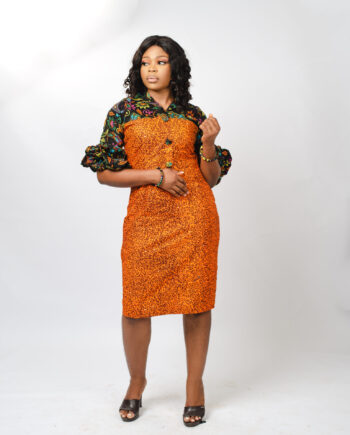 African Mono Dress With Puff Hand