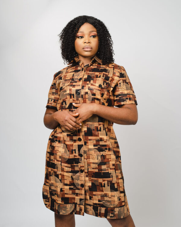 African Collar Shirt Dress