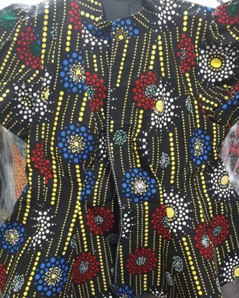 African Colored Short-Sleeve Stoned Blazer