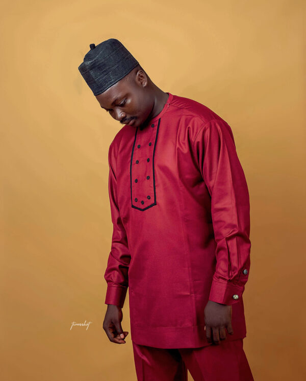 African Two Piece Round Neck – wine