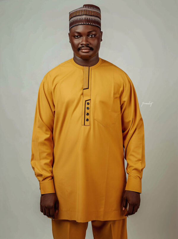 African Two Piece Round Neck – Mustard yellow